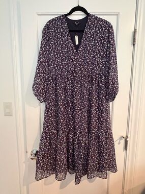 Madewell  Floral Tiered Midi Dress